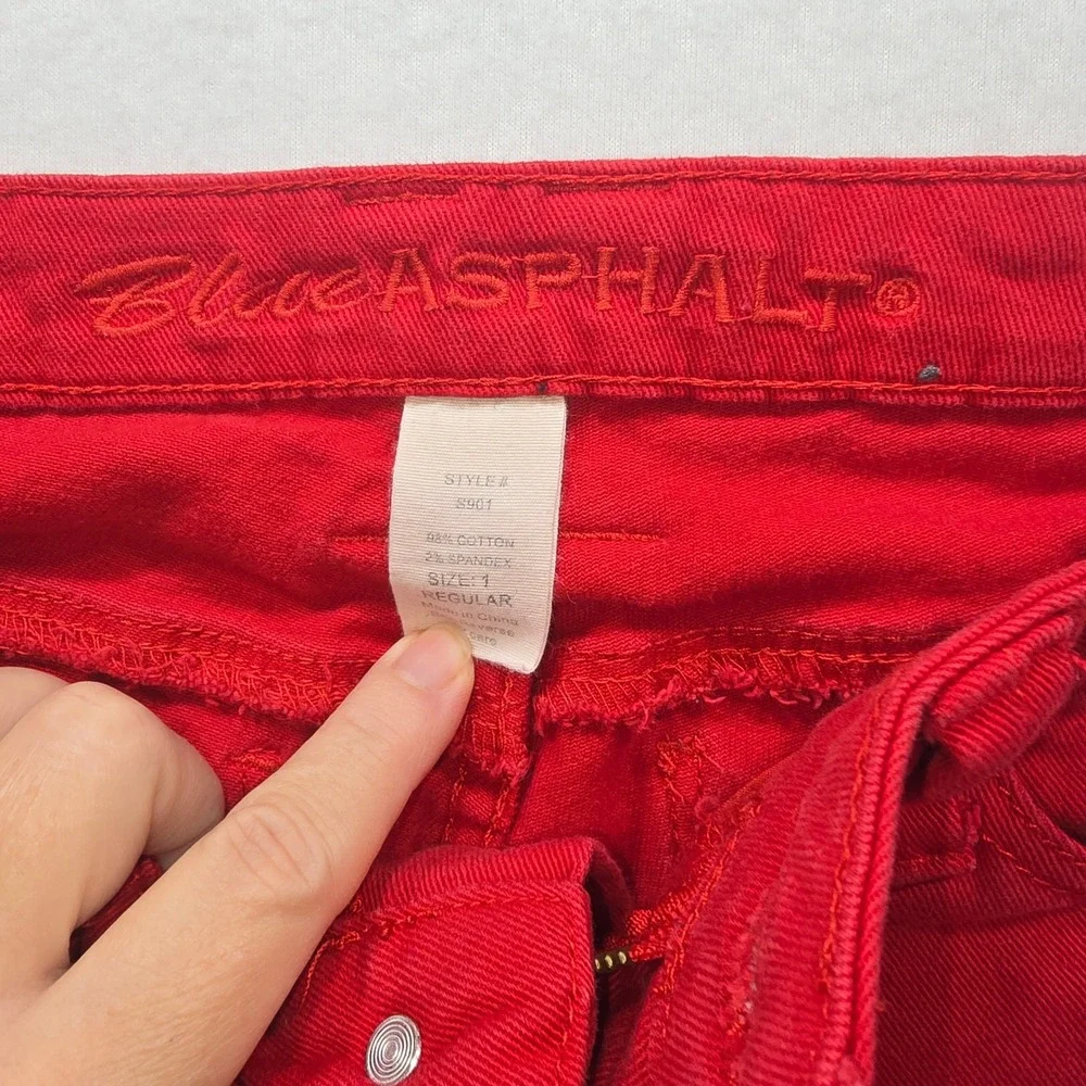 Blue Asphalt Red Skinny Jeans Womens Size 1 Low Rise Stretch Denim Pants